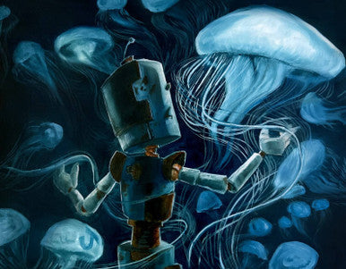 Robots in Rowboats by Lauren Briere + Dibond Metal Prints