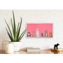 Cats Cats Cats on Pink Mini Framed Canvas Print by Eli Halpin