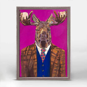 Sir Moose Mini Framed Canvas Print by Stationery Bakery