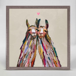 These little llamas are sweet on each other. Share their joy by hanging this on your wall and you'll smile every time you glance this pair's way.