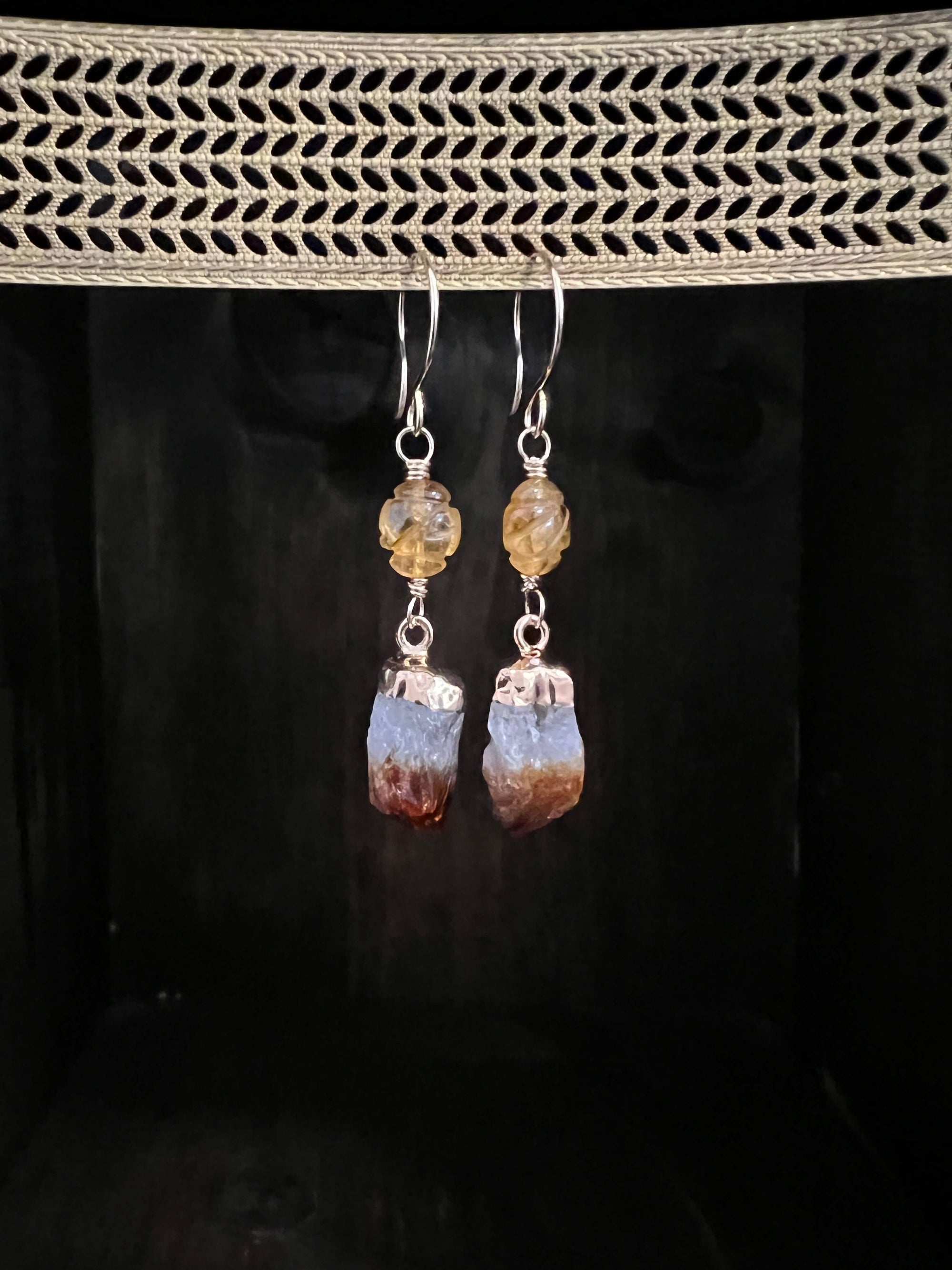 Semi Precious Stone Electroplated Earrings  by Pake + 6 variants