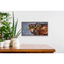 Crowned Bison on Tribal Blue Mini Framed Canvas Print by Eli Halpin