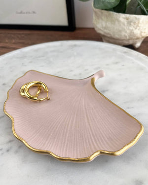 Gold Rimmed Gingko Dish by Hello Housewares