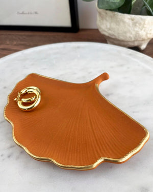 Gold Rimmed Gingko Dish by Hello Housewares