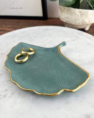 Gold Rimmed Gingko Dish by Hello Housewares