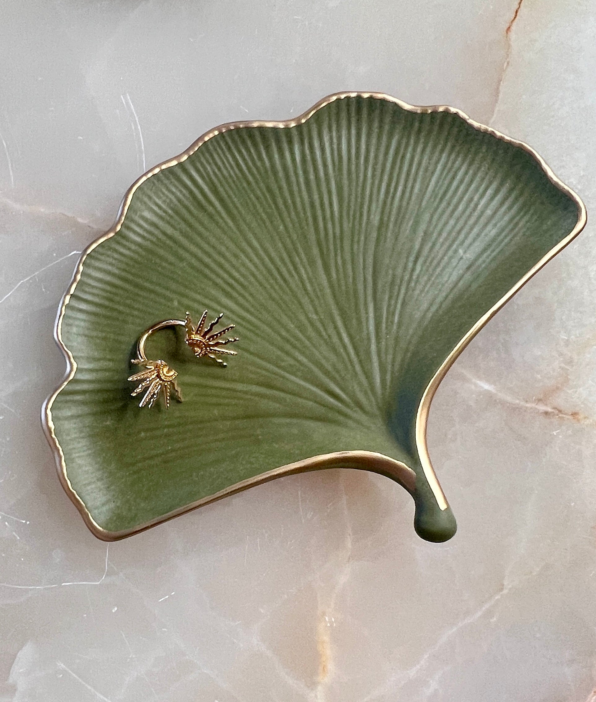 Gold Rimmed Gingko Dish by Hello Housewares