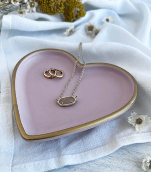 Gold Rimmed Heart-shaped Jewelry Dishes by Hello Housewares