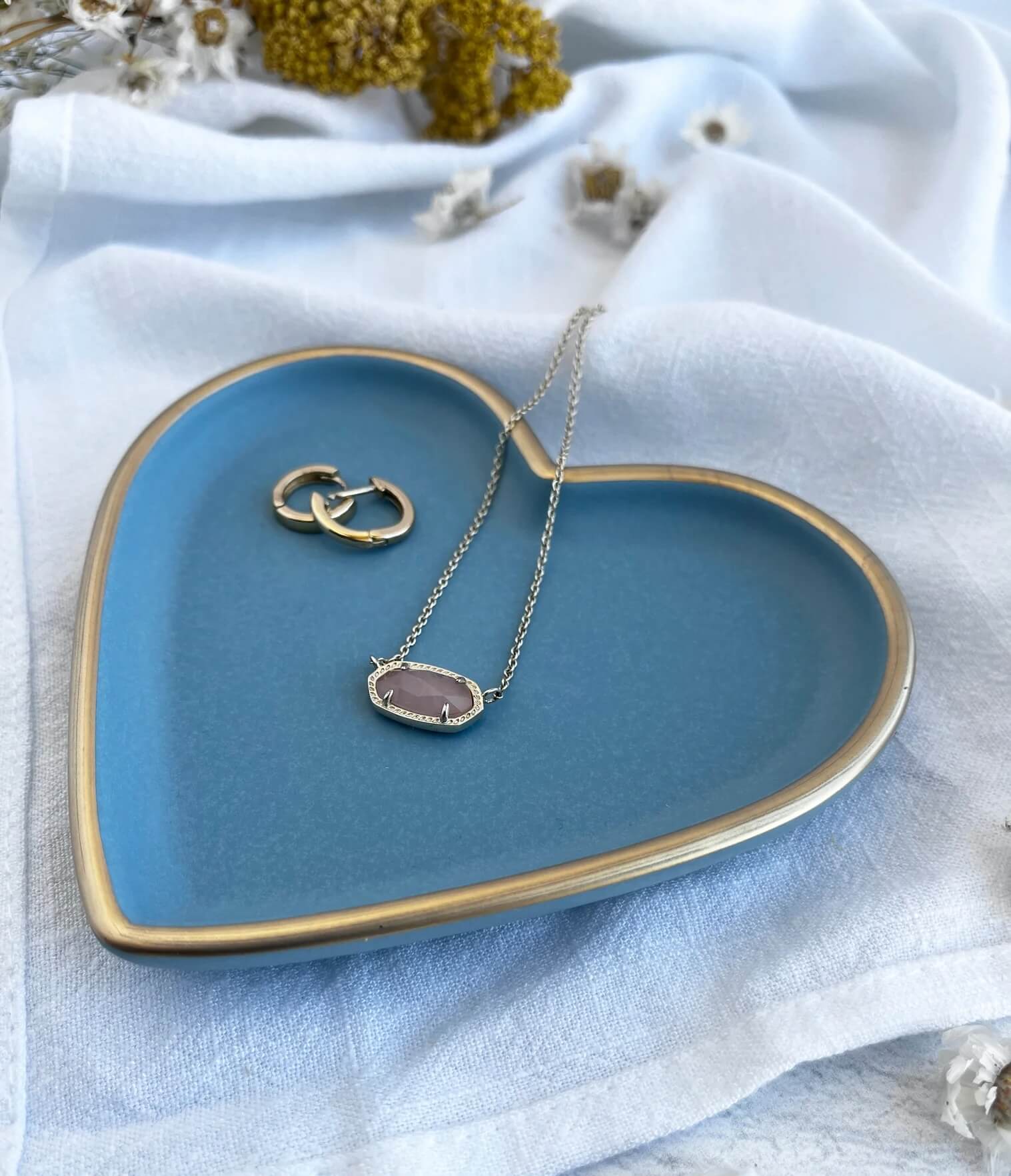 Gold Rimmed Heart-shaped Jewelry Dishes by Hello Housewares