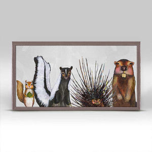 Woodland Crew Mini Framed Canvas Print by Eli Halpin