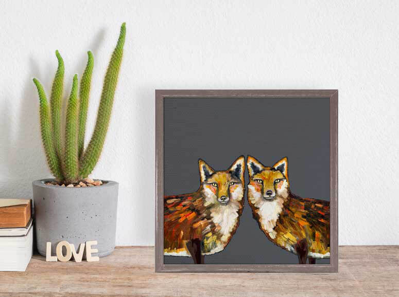 Fox Duo Mini Framed Canvas Print by Eli Halpin