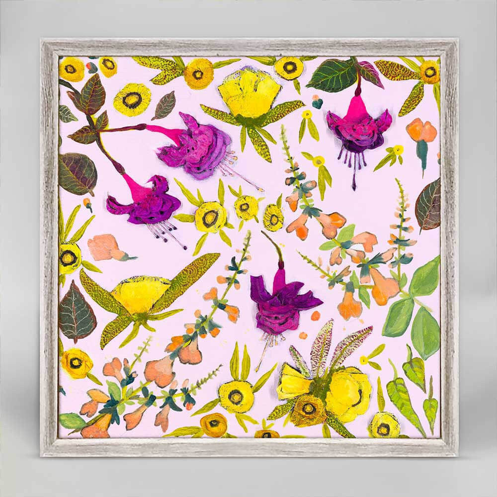 Wildflowers - Sundrops, Sage & Fuschia Mini Framed Canvas by Eli Halpin