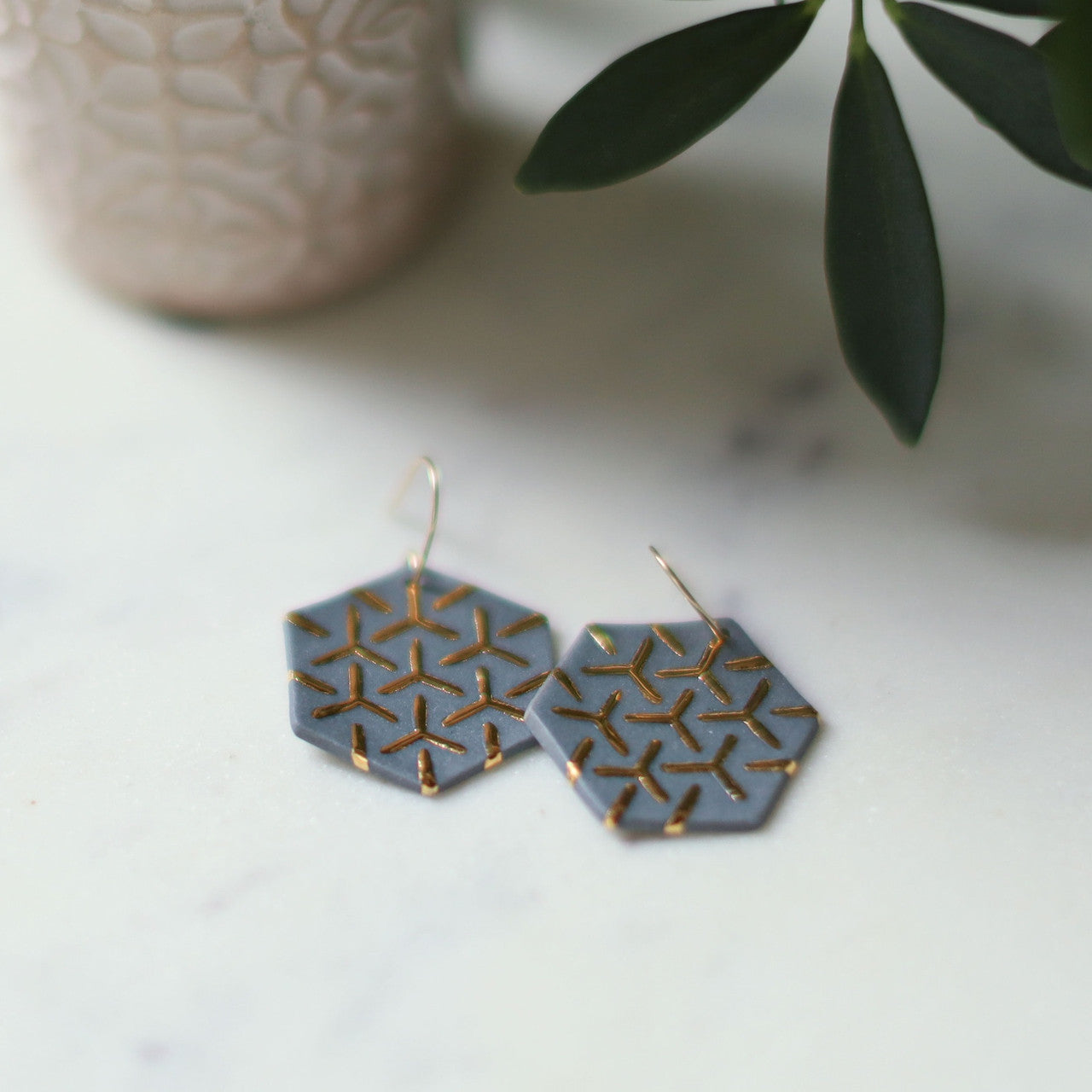 Grey Hexagon Earrings - Barcelona Inspirada by Remnant Studios