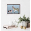 Donkey & Pig Tails Mini Framed Canvas Print in Sky Blue by Eli Halpin