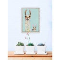 Llama Mama and Baby Mini Framed Canvas Print in Soft Aqua by Eli Halpin