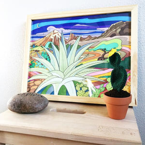 Cacti in the Mountains Print by Becca Borrelli