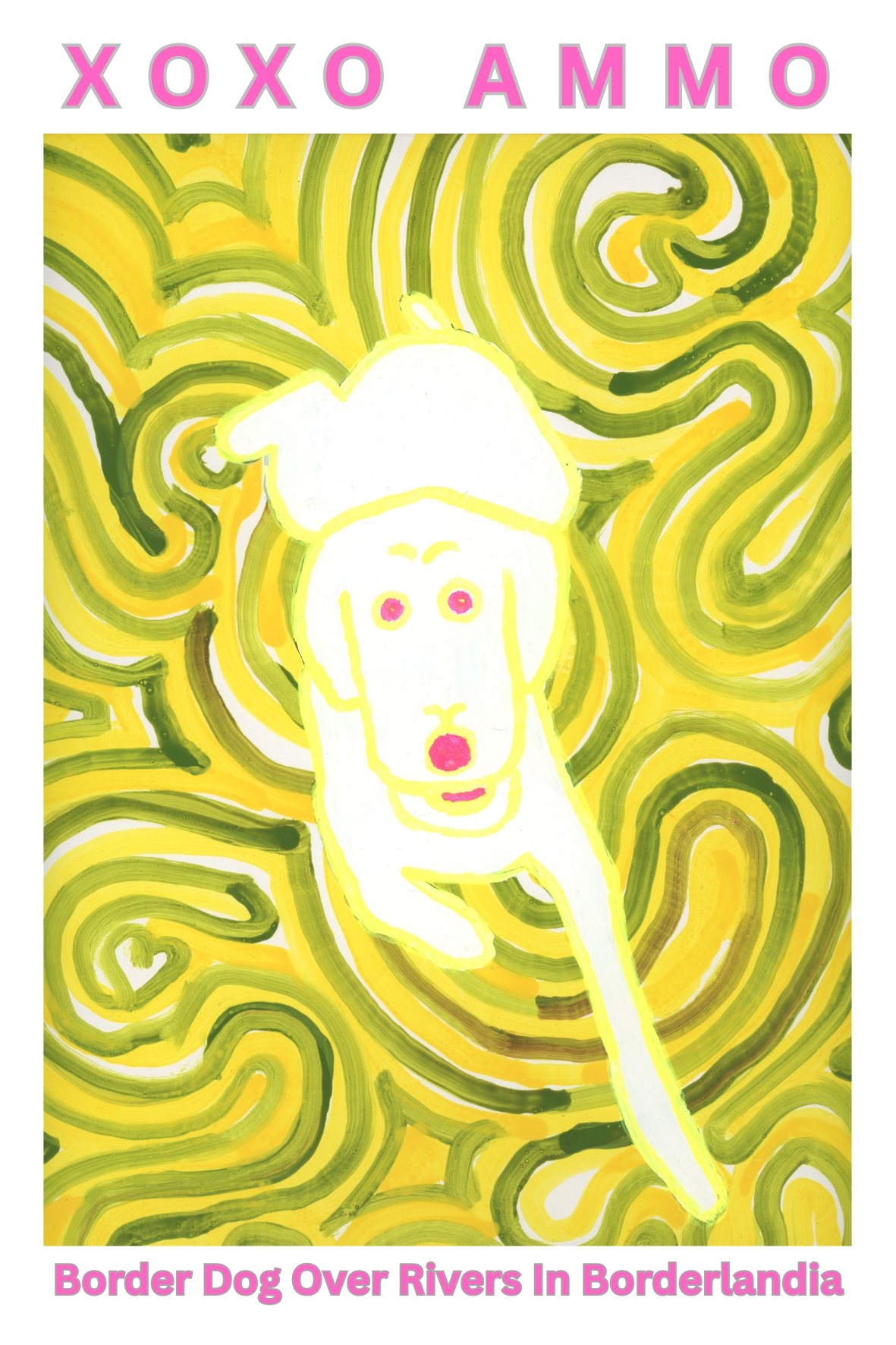 Border Dog Over Rivers In Borderlandia Sticker by Andrea Muñoz Martinez of XOXO AMMO