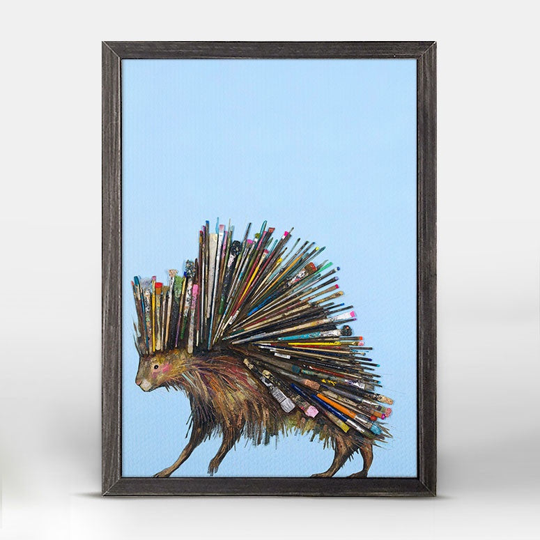 Paintbrush Porcupine Mini Framed Canvas Print by Eli Halpin