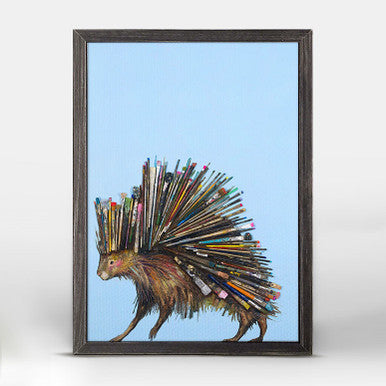 Paintbrush Porcupine Mini Framed Canvas Print by Eli Halpin