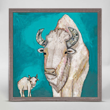 White Buffalo Baby Mini Framed Canvas Print by Eli Halpin