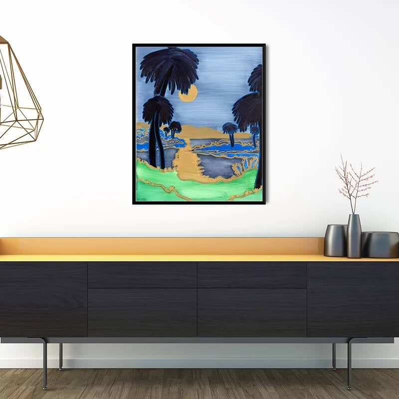 Palm Trees with Golden Sun Print  by Emily Mercedes + 11" x 14"