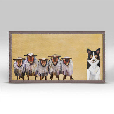 Border Collie and Crew Mini Framed Canvas Print by Eli Halpin