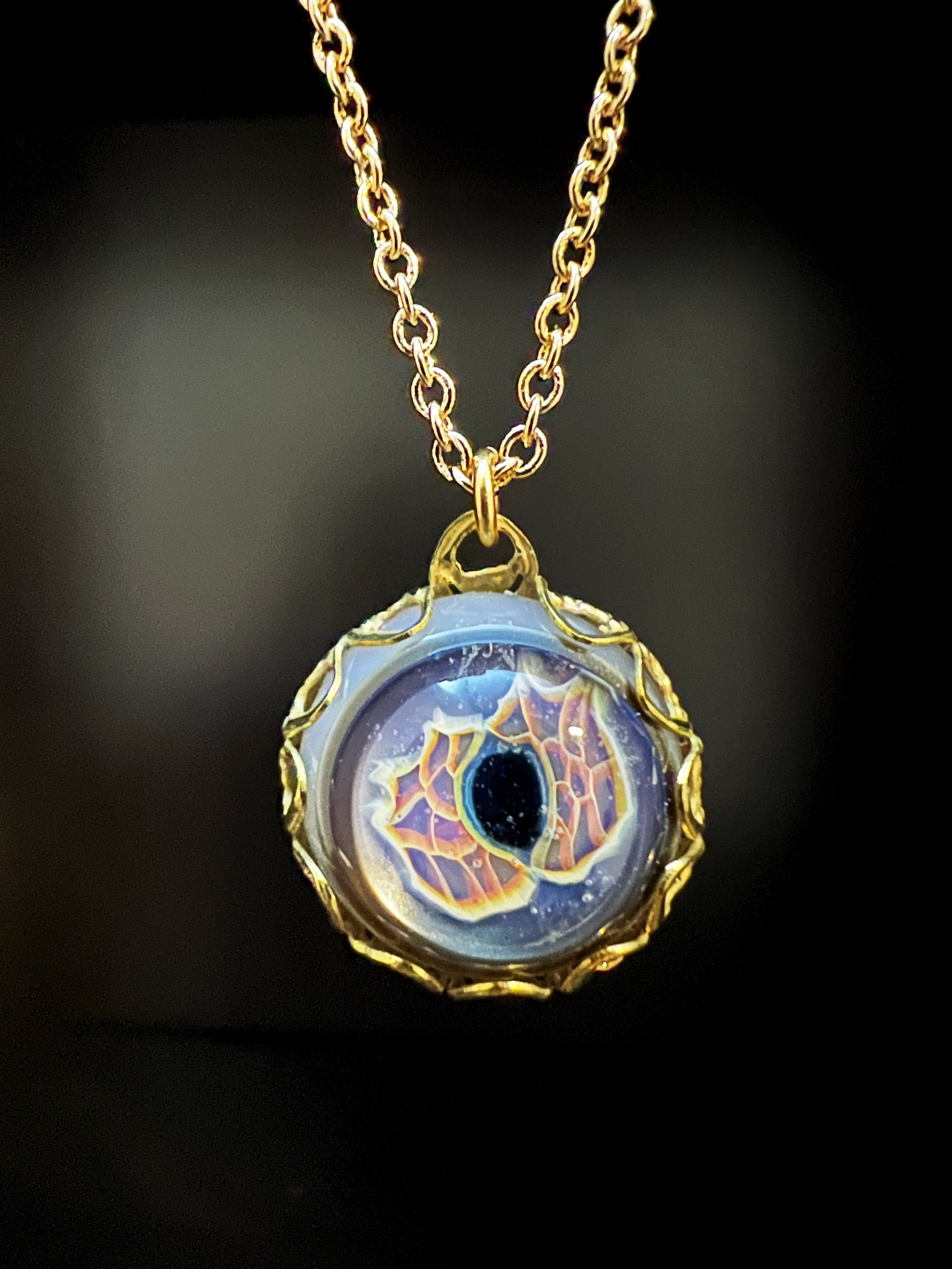 Borosilicate Glass Eye Necklace #4 by Pake Stephens and Steve Vaught