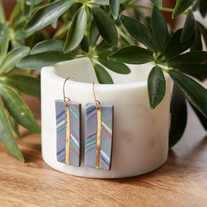 Colorful Grey Rectangular Earrings - Barcelona Inspirada - by Remnant Studios