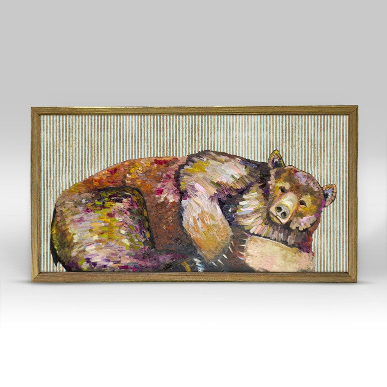 Grizzly Dreams with Gold Stripes Mini Framed Canvas Print by Eli Halpin