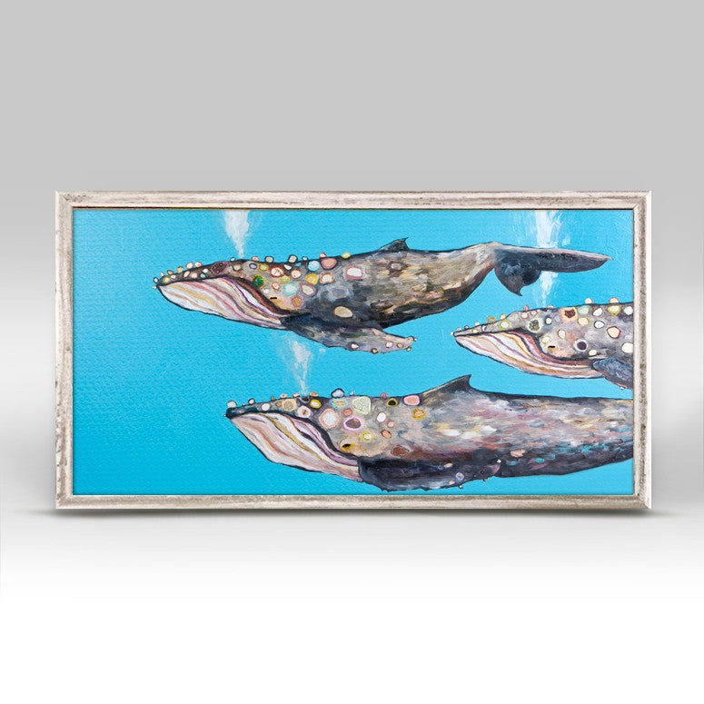 Humpback Whale Pod Mini Framed Canvas Print by Eli Halpin