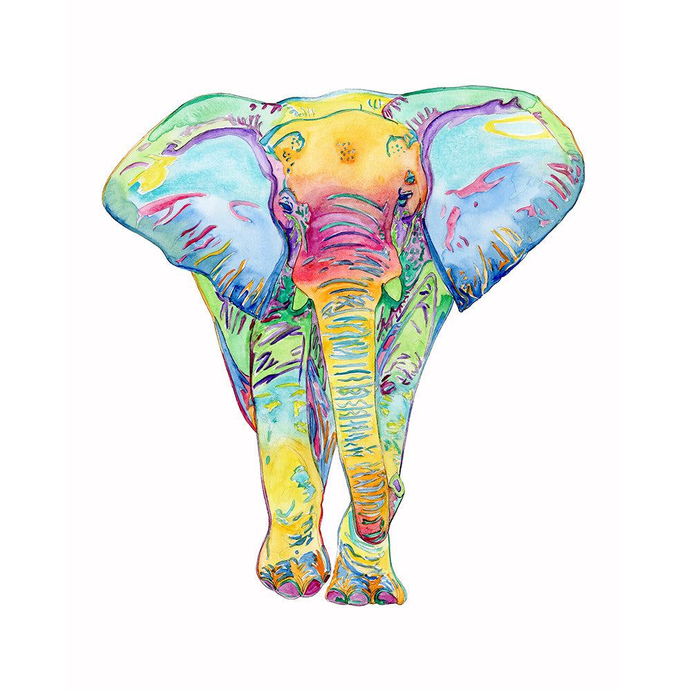 Colorful Elephant Print by Emily Mercedes