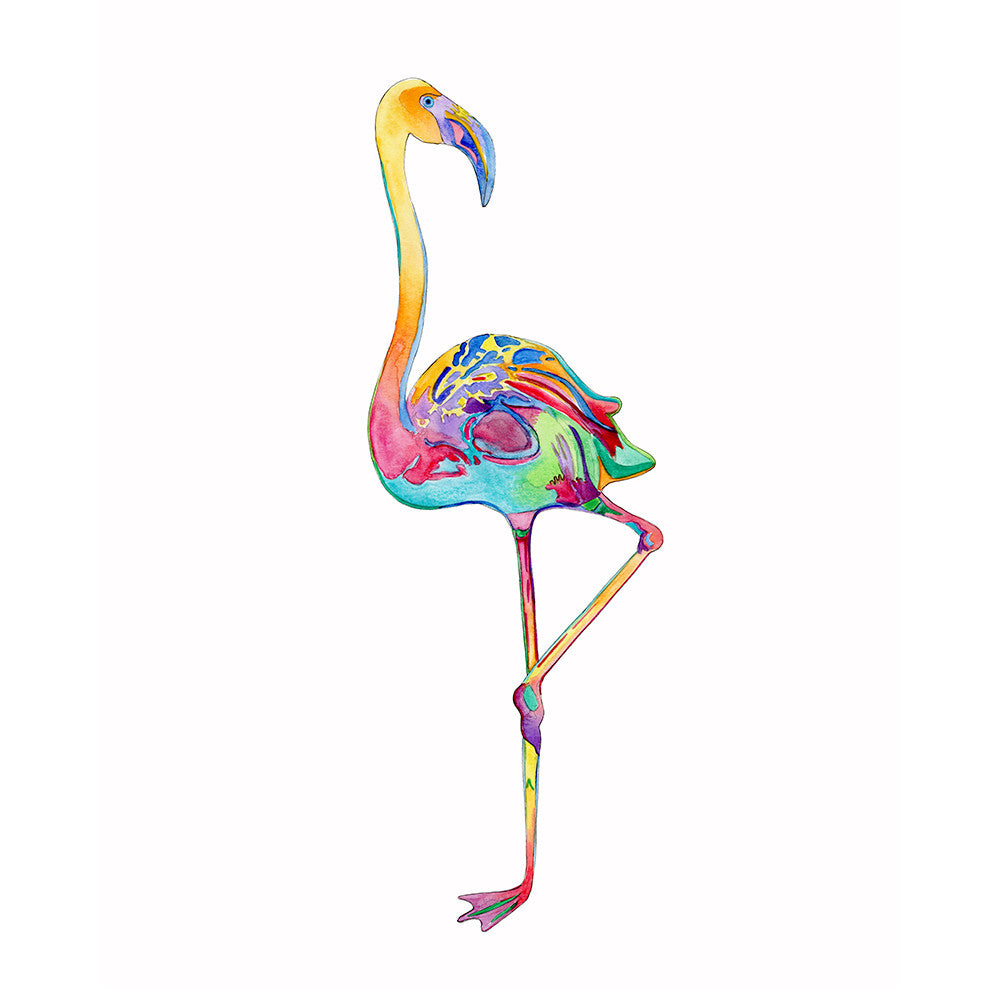 Colorful Flamingo Print by Emily Mercedes