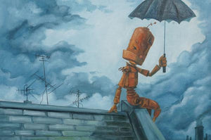 Stormy Roof Bot -Robots in Rowboats by Lauren Briere + Paper Print