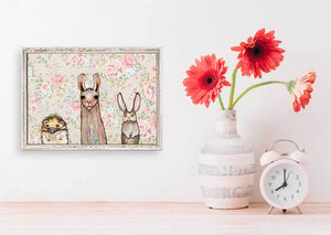 Baby Llama and Friends  Mini Framed Canvas Print by Eli Halpin