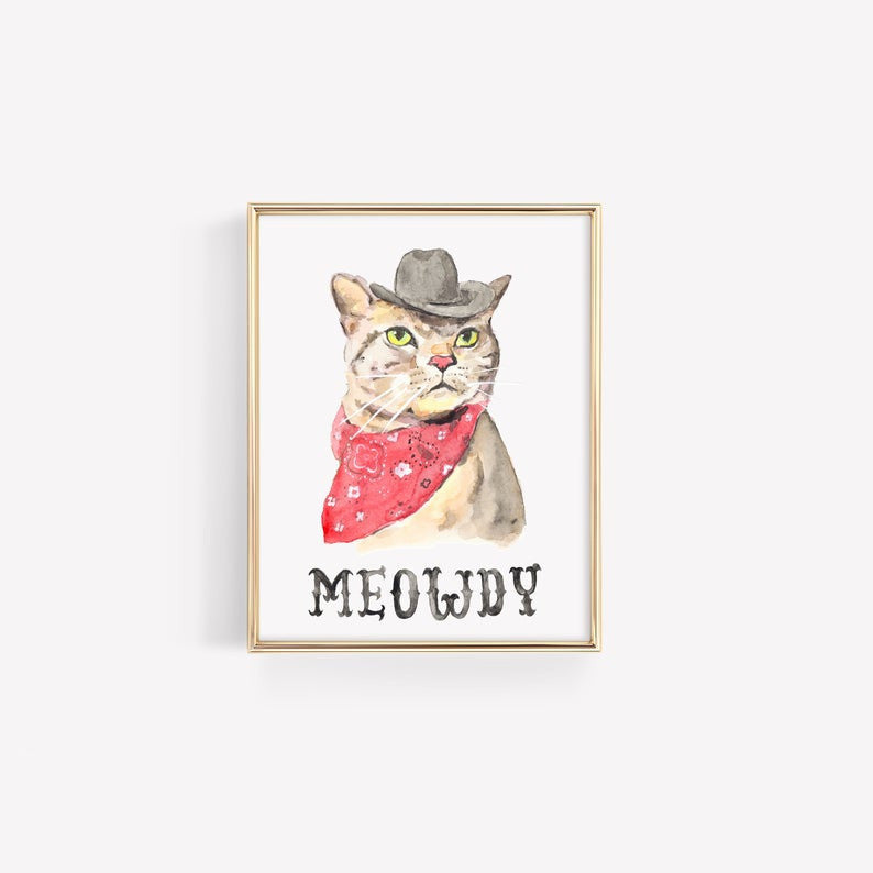 Meowdy Print by Kathy Phan
8"w x 10"h paper print - unframed