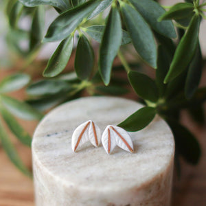 White Leaf Stud Earrings - Barcelona Inspirada by Remnant Studios