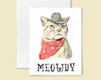 Meowdy Greeting Card by Kathyphantastic