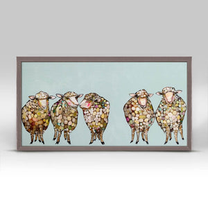 5 Woolly Sheep Mini Framed Canvas Print by Eli Halpin