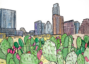 ATX Skyline Prickly Pear Print by Katie Chance