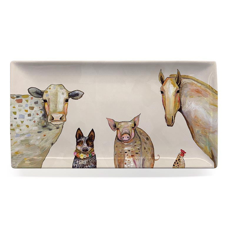 Cattle Dog and Crew Large Rectangular Platter by Eli Halpin