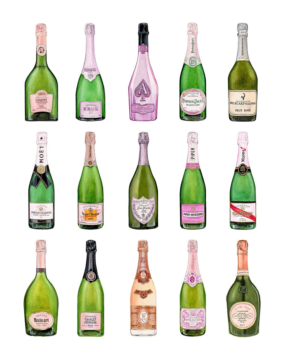 Rosé Champagne Collection Print by Emily Mercedes + 11" x 14"