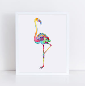 Colorful Flamingo Print by Emily Mercedes