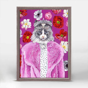 Queen Kitty Mini Framed Canvas Print by Stationery Bakery