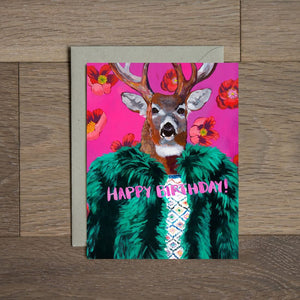 Happy  Birthday Card - Vogue Deer by Stationery Bakery