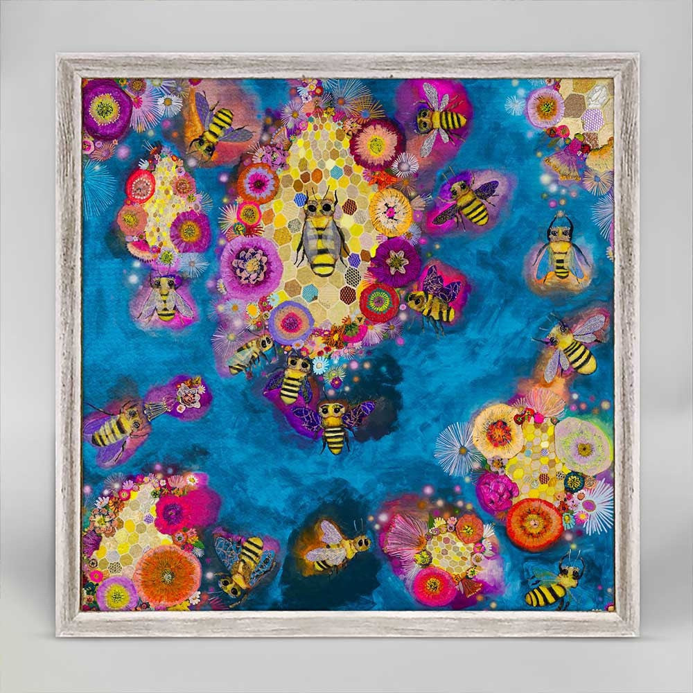 Honeycomb on Azure Mini Framed Canvas Print by Eli Halpin