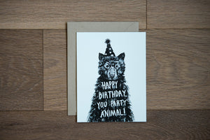 Happy Birthday You Party Animal Card by Sarah Donovan of Stationery Bakery