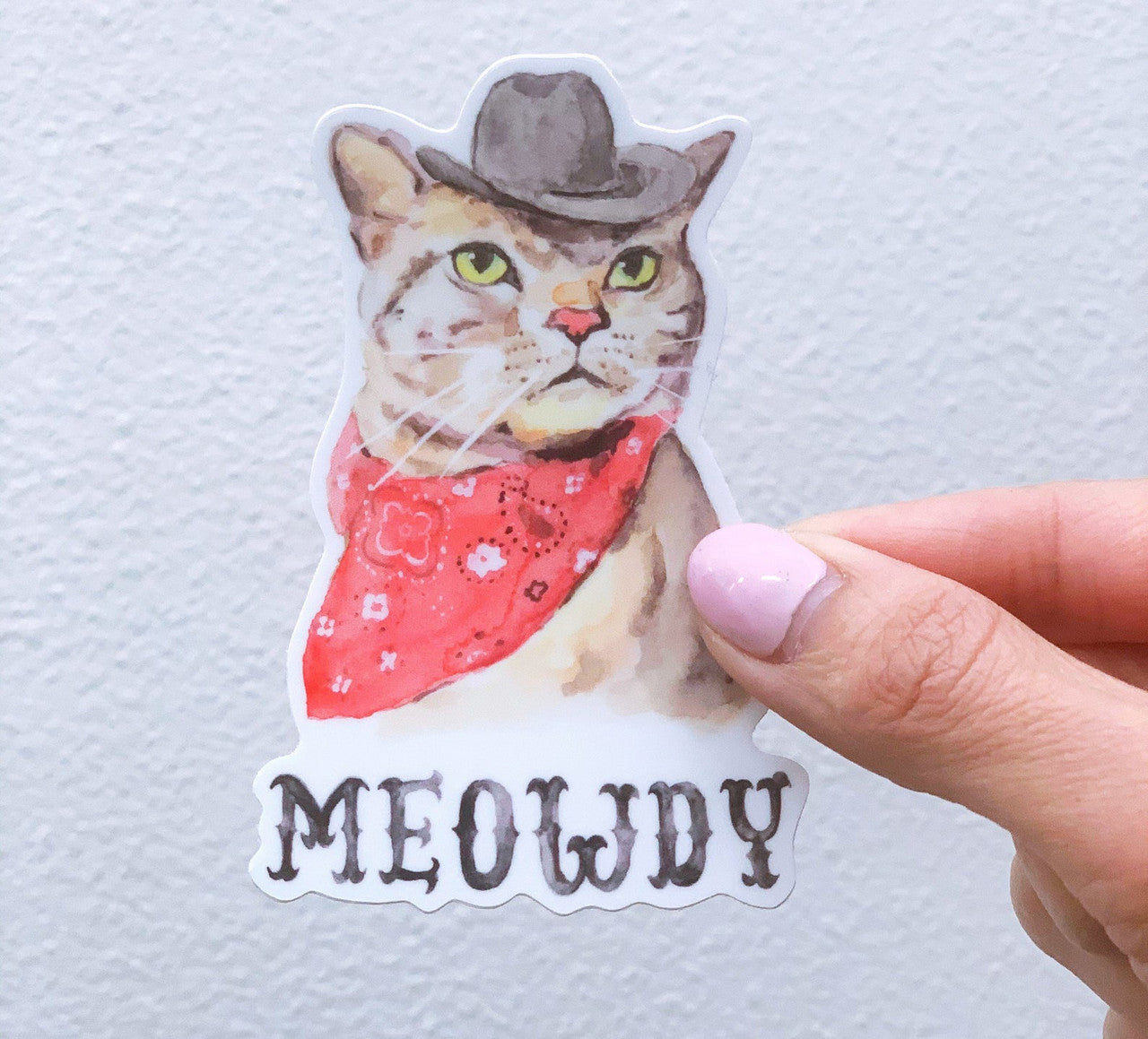 This matte vinyl Texas Kitten sticker of Texas' favorite little critter is durable and waterproof. Add a cowboy cat watercolor sticker to your water bottle, laptop, phone case, or notebook! This cute cowboy kitty vinyl sticker was created using hand painted watercolors by artist Kathy Phan of kathyphantastic.