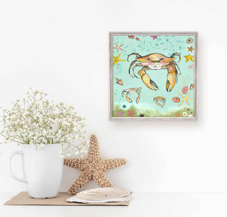 Crabs Trio Mini Framed Canvas Print by Eli Halpin