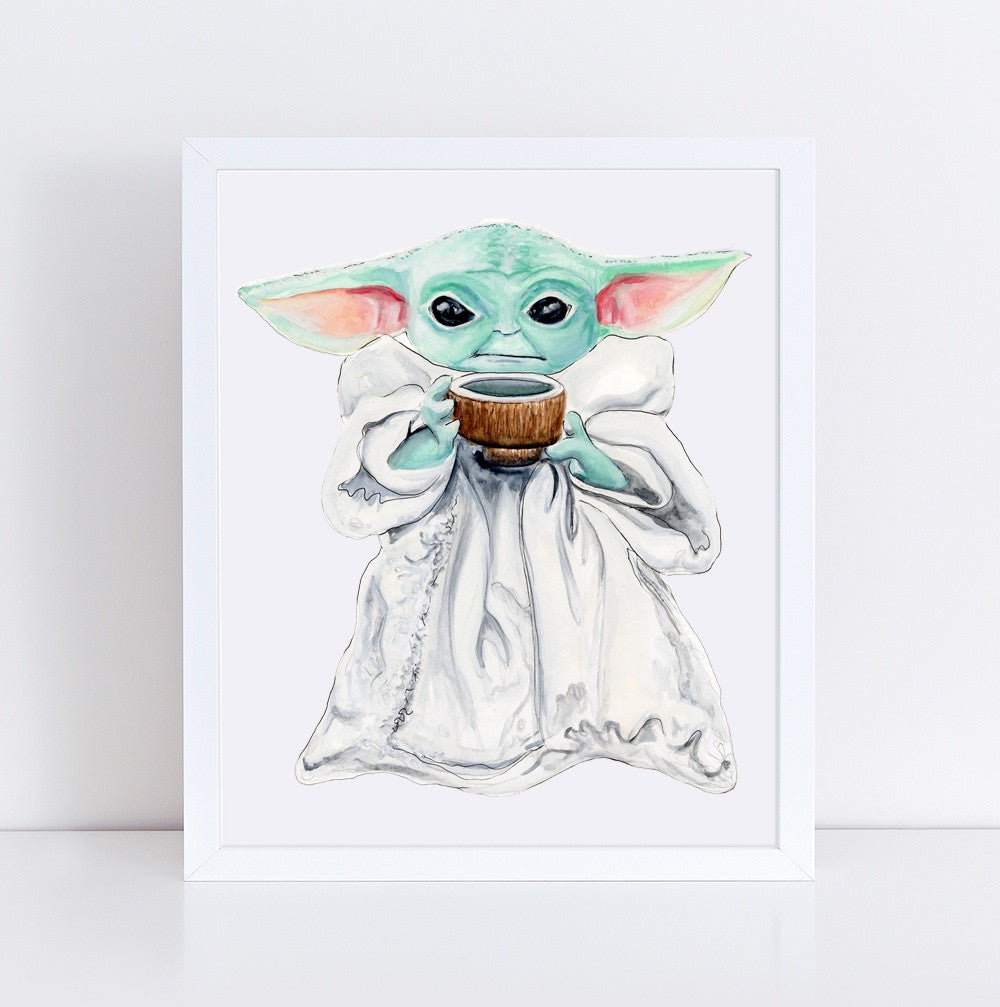 Baby Yoda Print by Emily Mercedes