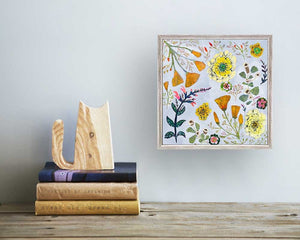 Wildflowers - Frog Fruit, Coral Sage & Poppies in Lavender Mini Framed Canvas by Eli Halpin