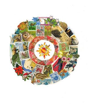 Medicine Wheel - Postage Stamp Collage Print by Katie Conley